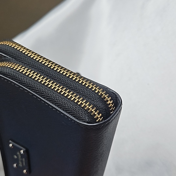 kate spade Grove Street Anita Black Leather Gold Hardware Wallet Clutch Wristlet - Picture 6 of 10